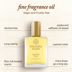 Kuumba Made Egyptian Musk oil base highlighting skin-friendly, alcohol-free formula