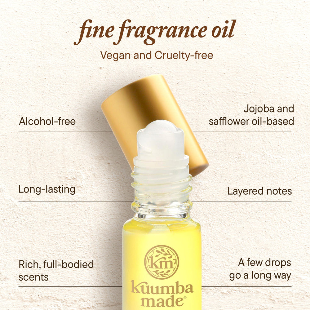 Kuumba Made Egyptian Musk packaging–vegan, cruelty-free design in a compact bottle.