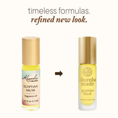 Kuumba Made Egyptian Musk roller–application allows quick, precise scent on wrists and pulse points.