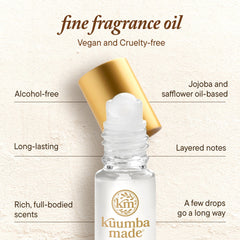Kuumba Made Persian Garden base oil bottle emphasizes alcohol-free formula.
