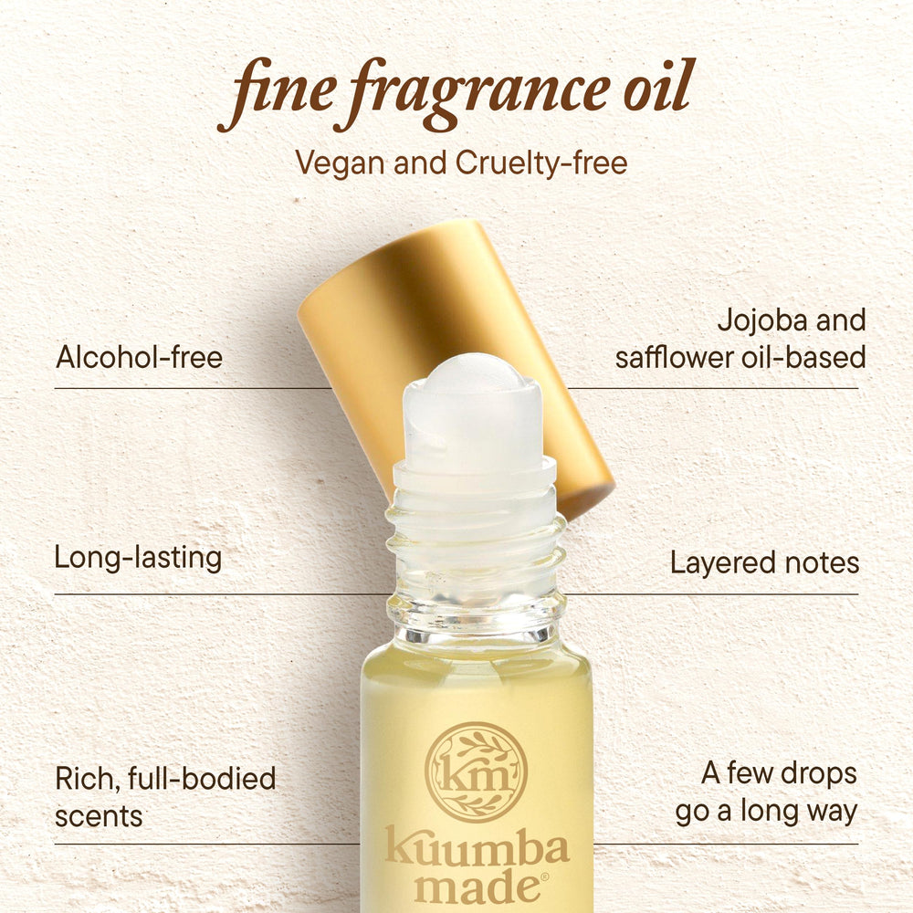 Kuumba Made fragrance base uses jojoba oil for skin-friendly aroma
