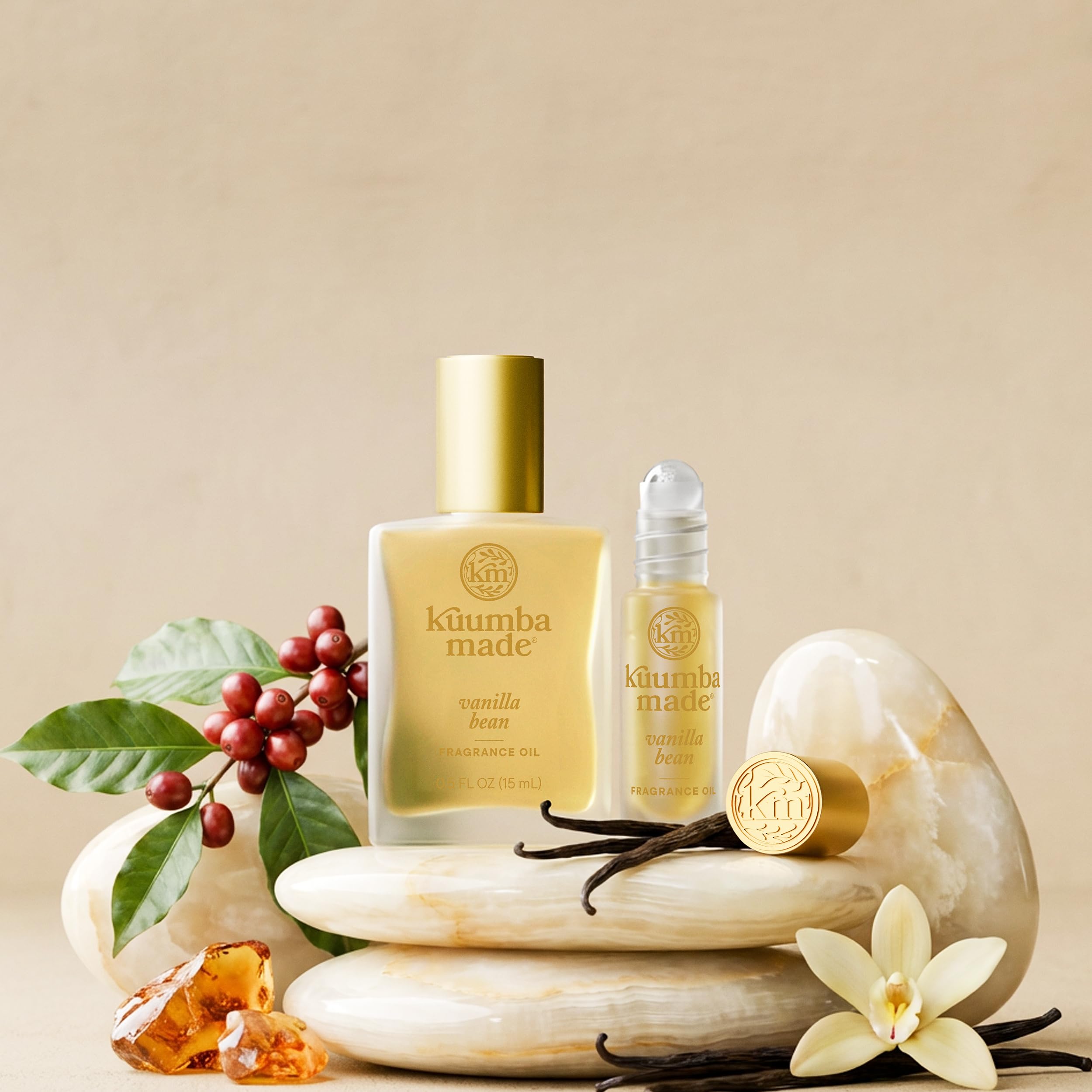 Soft vanilla notes and warmth suggested by Kuumba Made fragrance