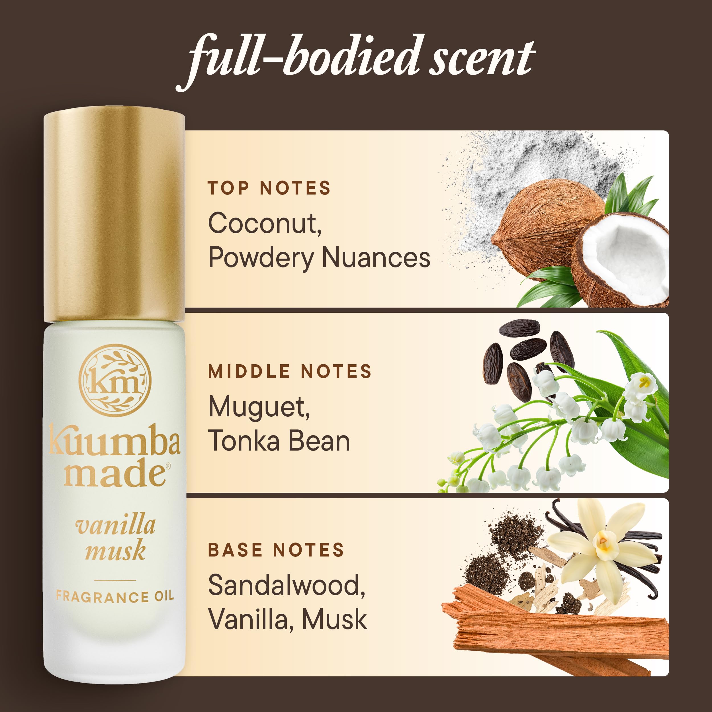 Kuumba Made Vanilla Musk, botella de vidrio para llevar