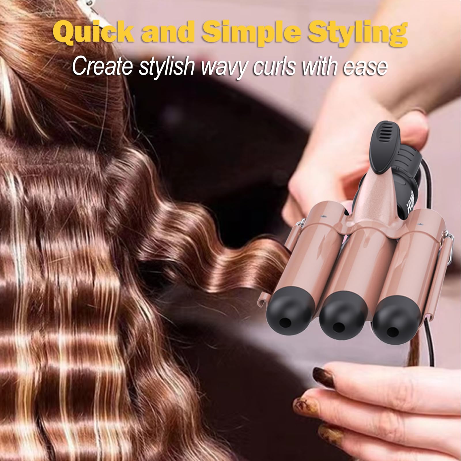 kuwa three-barrel waver illustrating multi-texture styling options