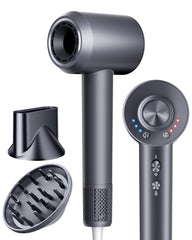 KVINEEN hair dryer gray front view showing quick-dry performance.