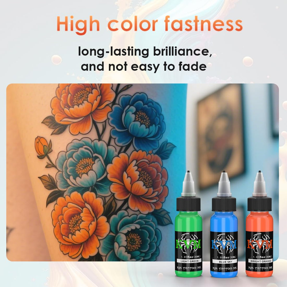 KVM Tattoo Ink Set 14 colors seven primary seven secondary shades