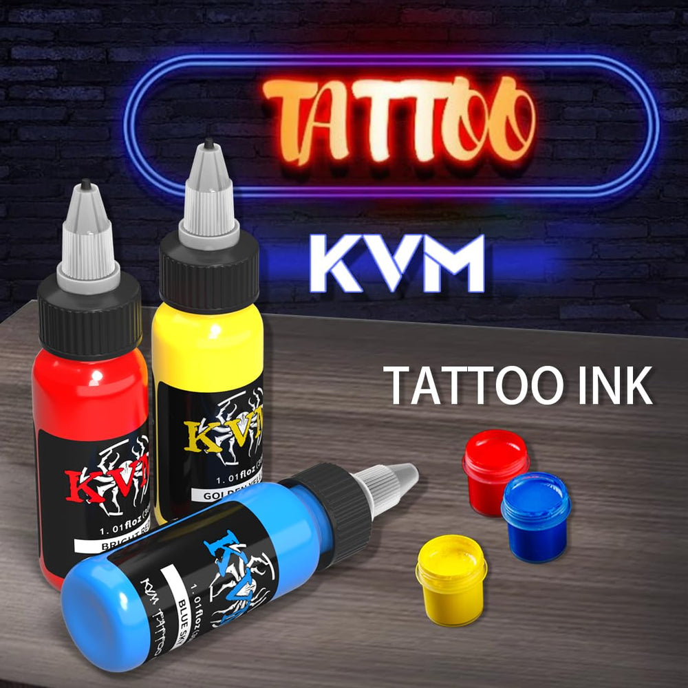 KVM Tattoo Ink Set 14 colors vibrant hues ideal for shading and blending