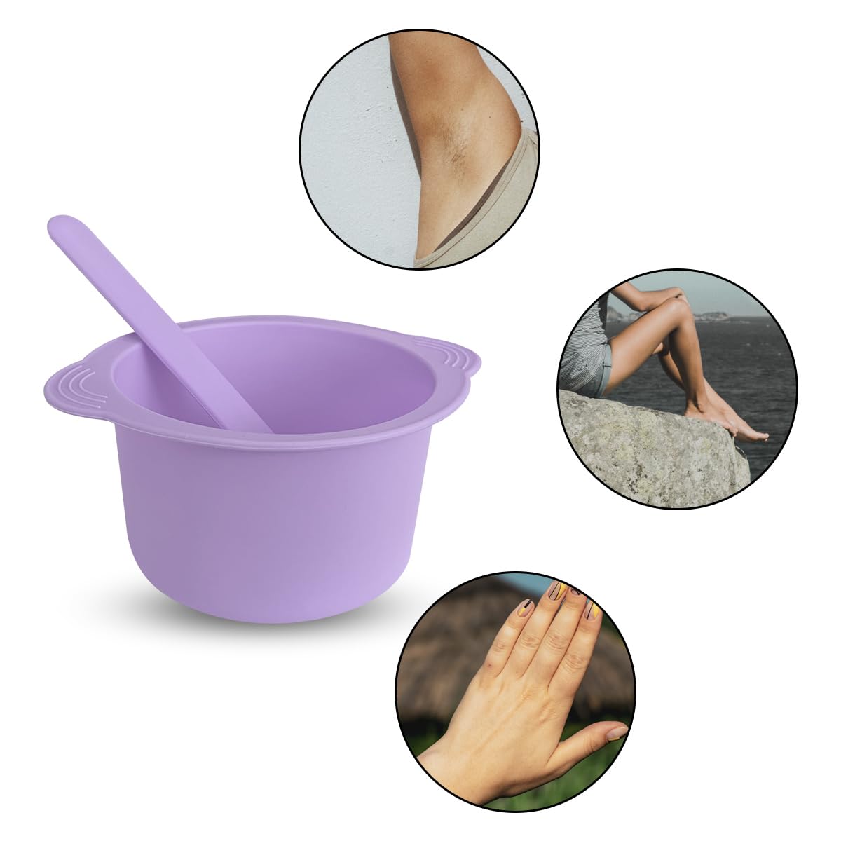 KVZVK purple silicone pot with spatula set fits most 16 oz wax warmers