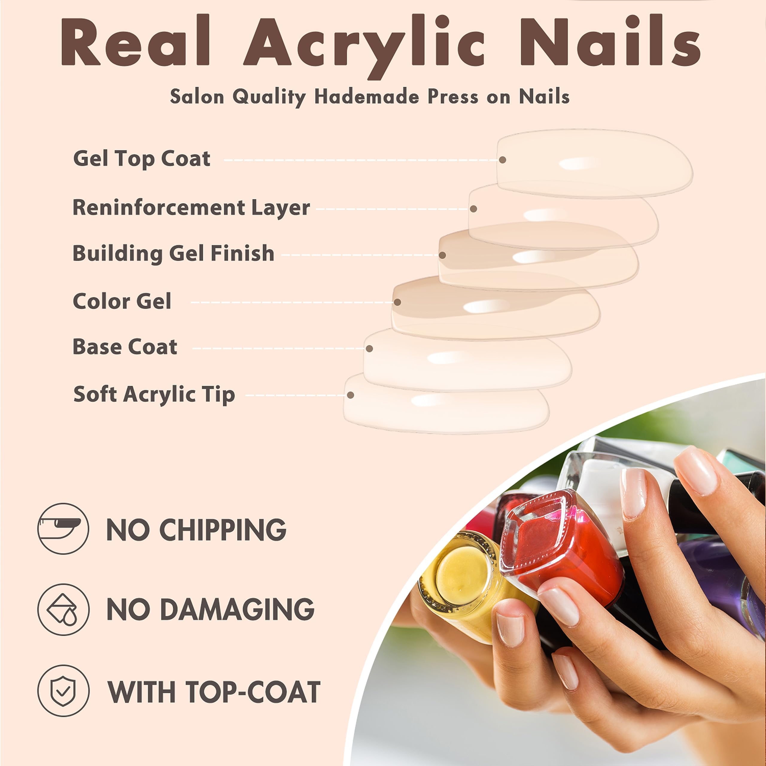 KXAMELIE chip-proof waterproof press-on nails suitable for daily wear.