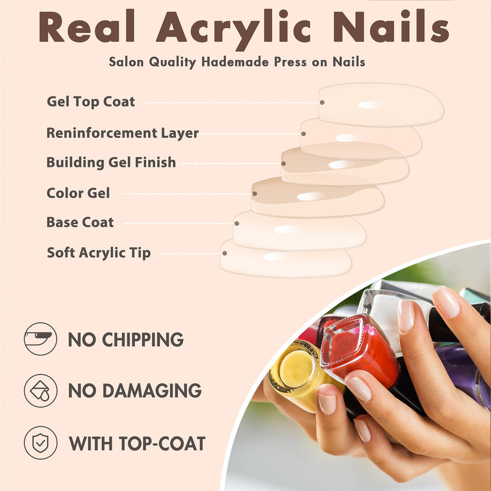 KXAMELIE chip-proof waterproof press-on nails suitable for daily wear.