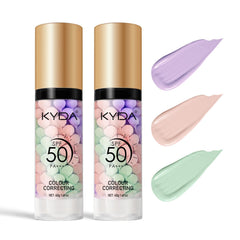 KYDA 3-in-1 color correcting primer purple neutralizes dull tones for a brighter, even base.