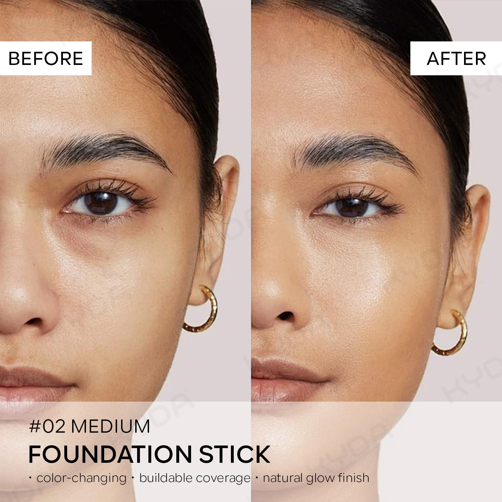 KYDA foundation stick with built-in brush end enables precise on-the-go blending