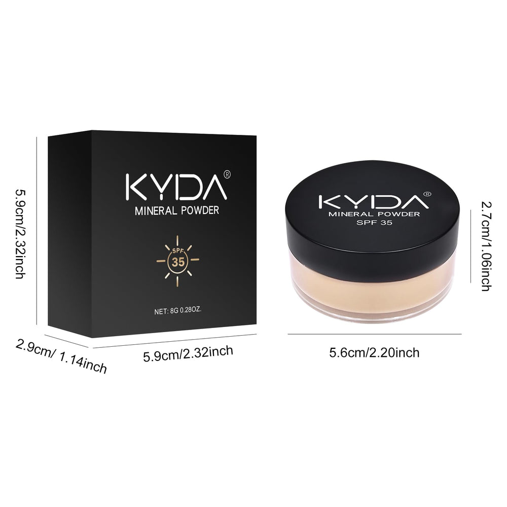 KYDA Mineral Powder Foundation before-after swatch reveals a visible enhancement in complexion.
