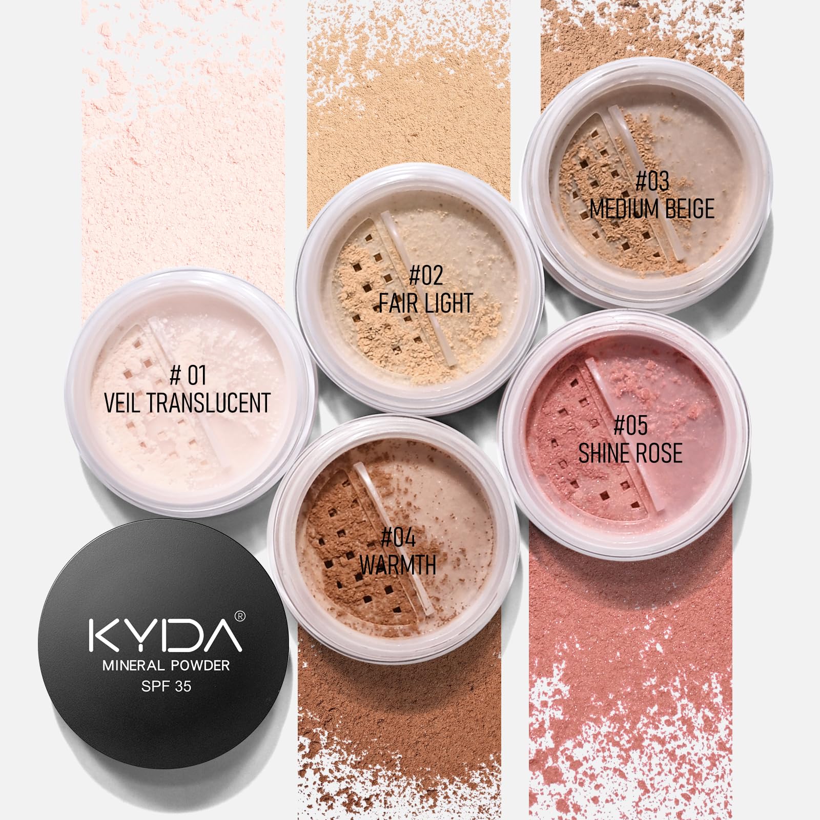 KYDA Mineral Powder Foundation brush application shows buildable coverage with a light, breathable feel.
