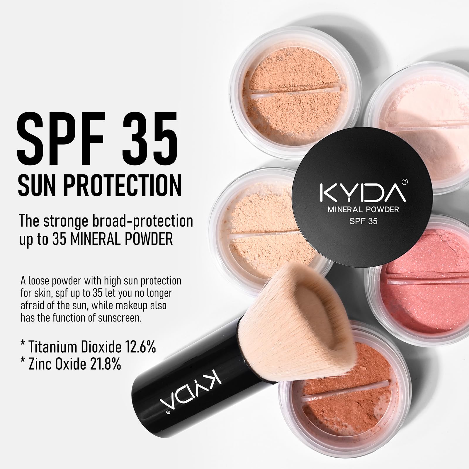KYDA Mineral Powder Foundation lightweight texture blends invisibly for a smooth, breathable look.