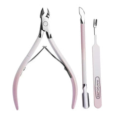 Kylara Cuticle Trimmer Set 3in1 pink finish for precise nail grooming at home
