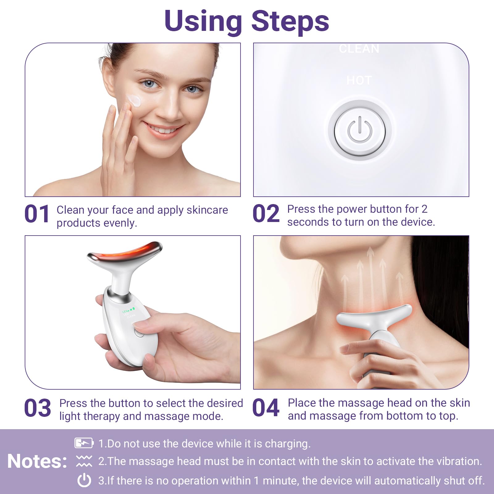 User applying KYOTTANI massager along jawline for contouring.