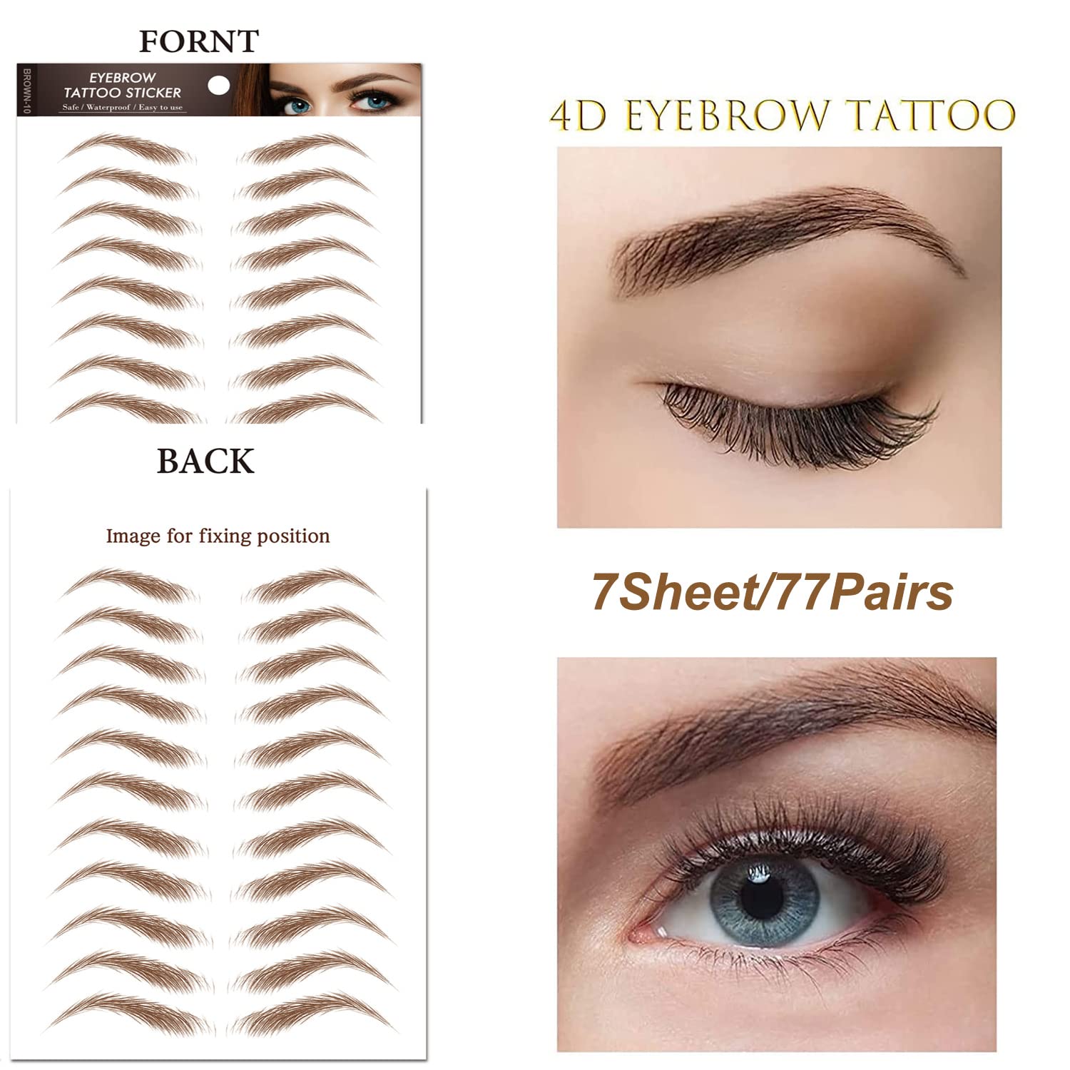 Kyzistn cejas tatuaje 4D, textura pelo natural para aspecto más natural