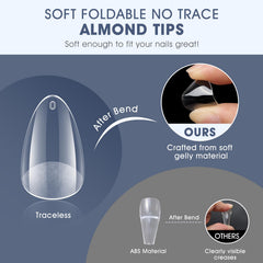 KZAOPZ crystal-clear almond tips for natural-looking nails