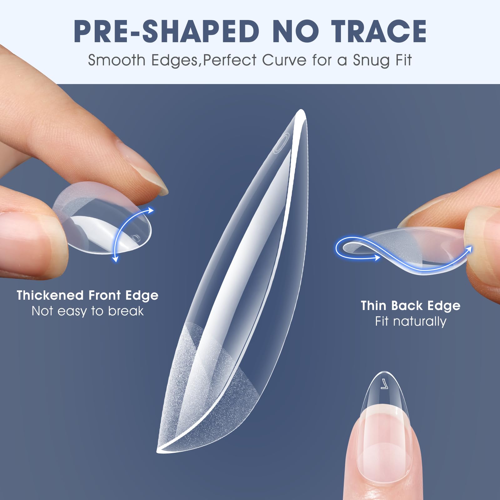 KZAOPZ nail tips edge closeup showing smooth, comfortable edges
