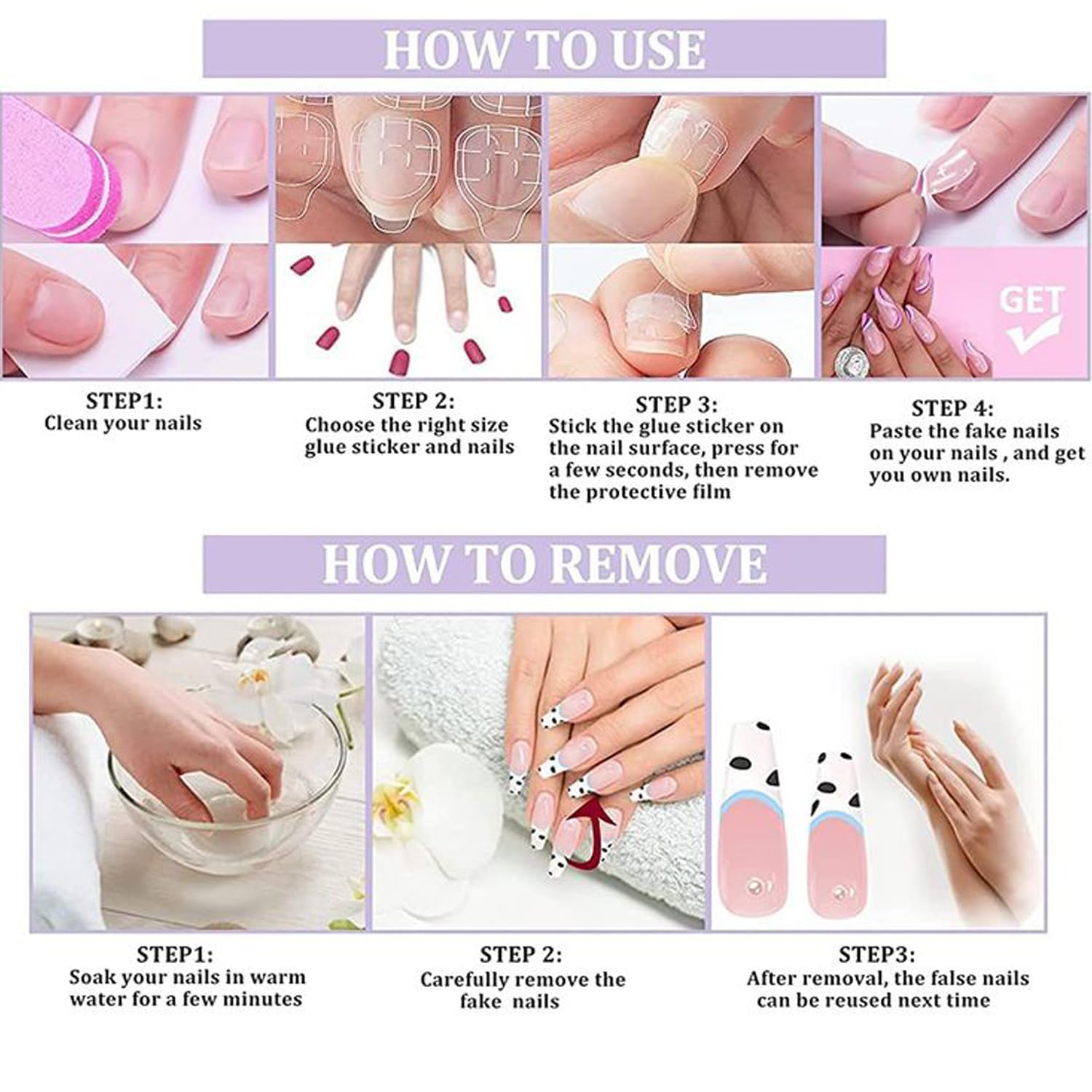 KZBTRBT kit uñas diy con pegatinas adhesivas