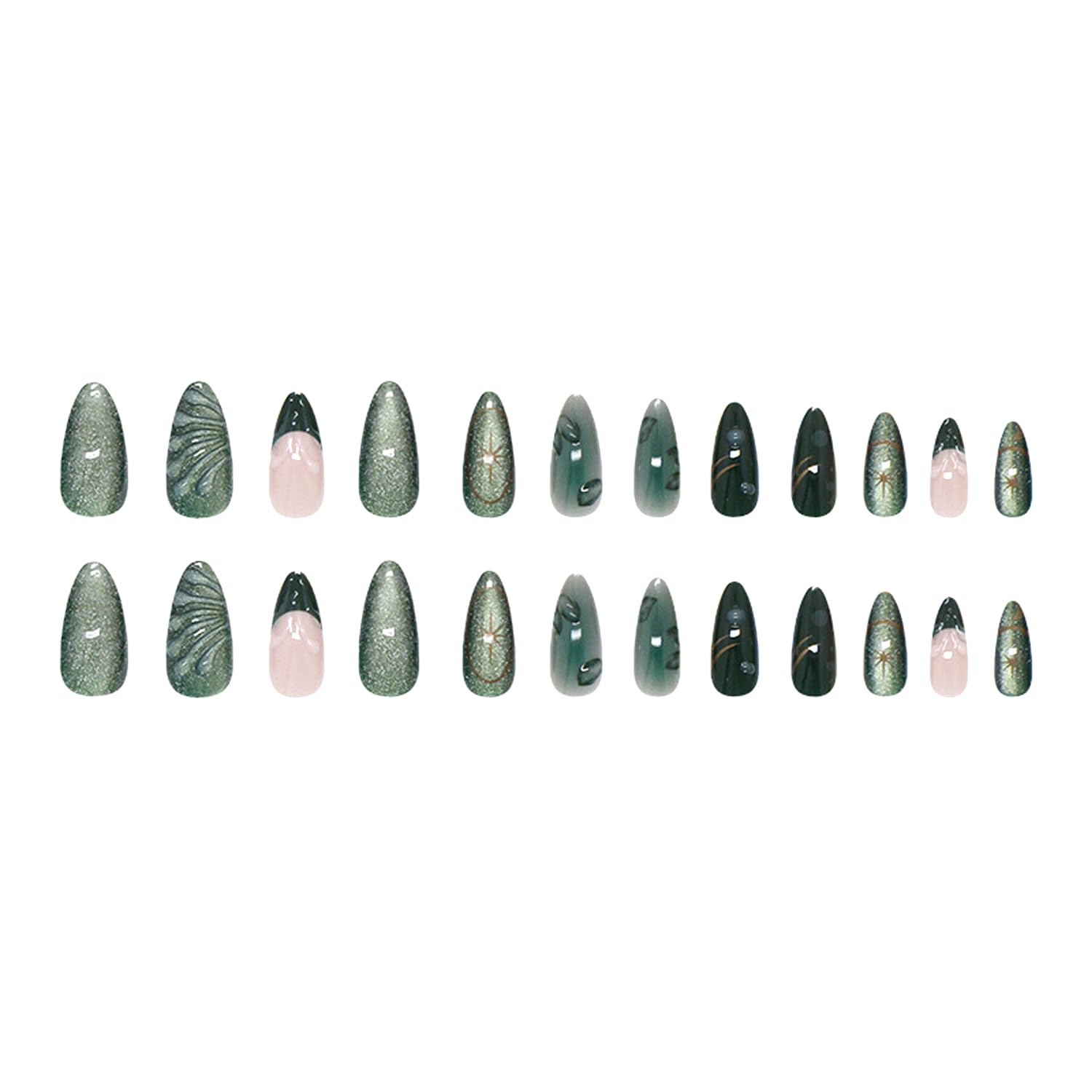 KZBTRBT uñas 3D verde ripple, efecto suave y natural