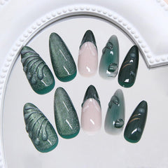 KZBTRBT uñas verdes coleccion 3D almendra