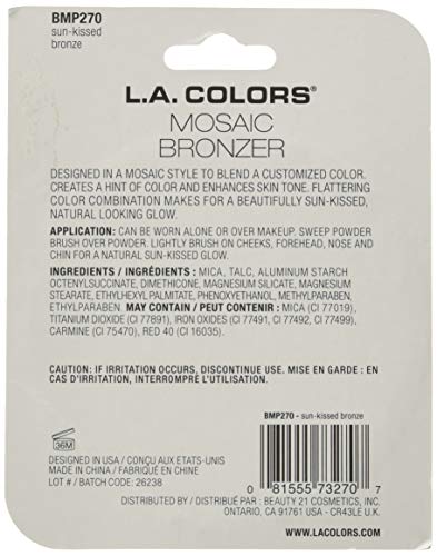 L.A. COLORS Bronceador mosaico HD con brocha incluida para difuminar fácilmente