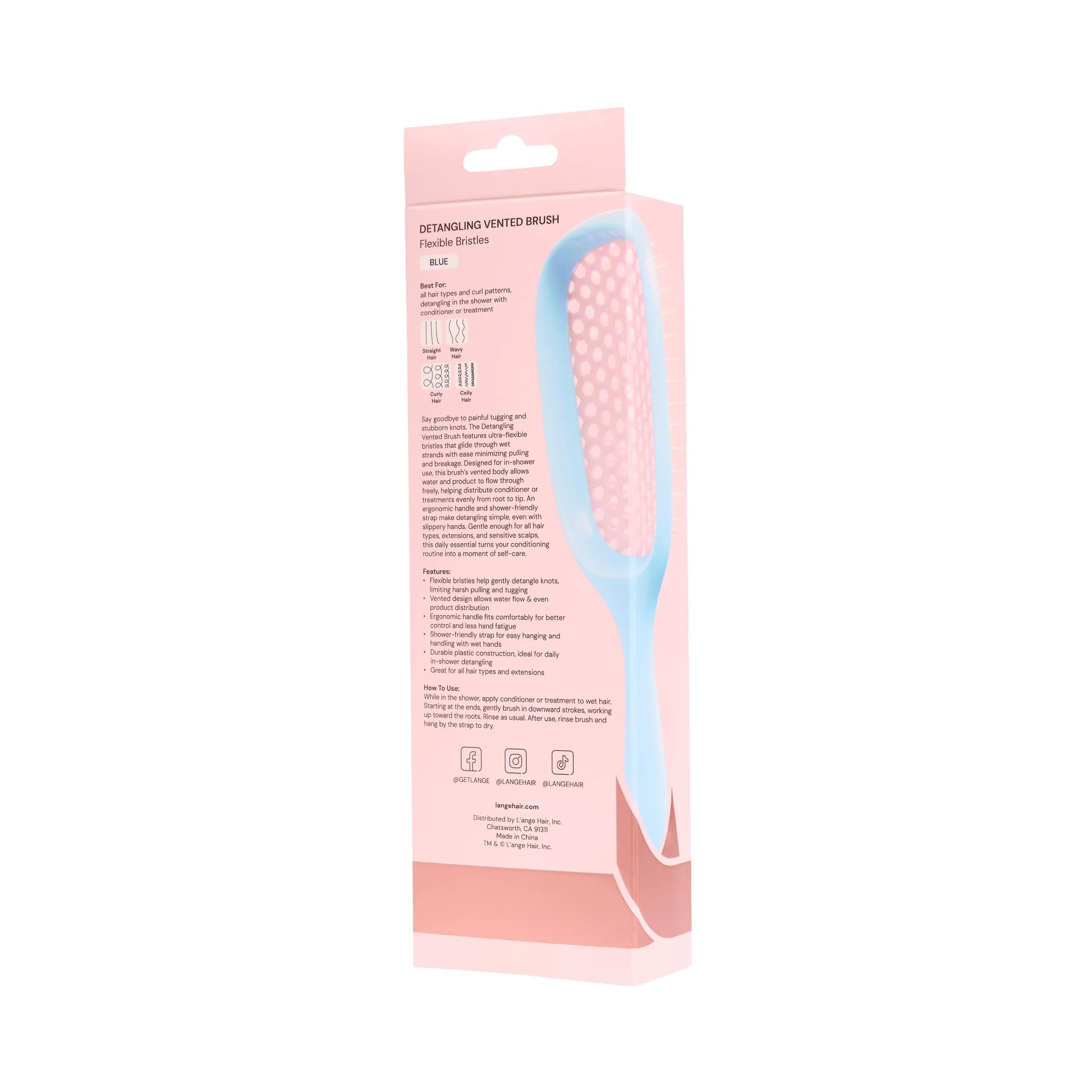Flexible bristles of the L'ANGE brush ease knots across all hair types.