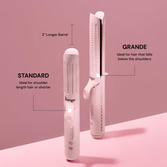 L'ANGE HAIR Le Duo Grande in-use straightening action showing smooth titanium plates