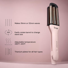 L'ANGE VersaWaver 19mm waves for tight, defined crimps that hold.
