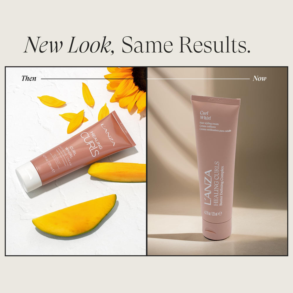 L’ANZA Curl Whirl Defining Creme texture swatch – smooths and hydrates for frizz-free shine.