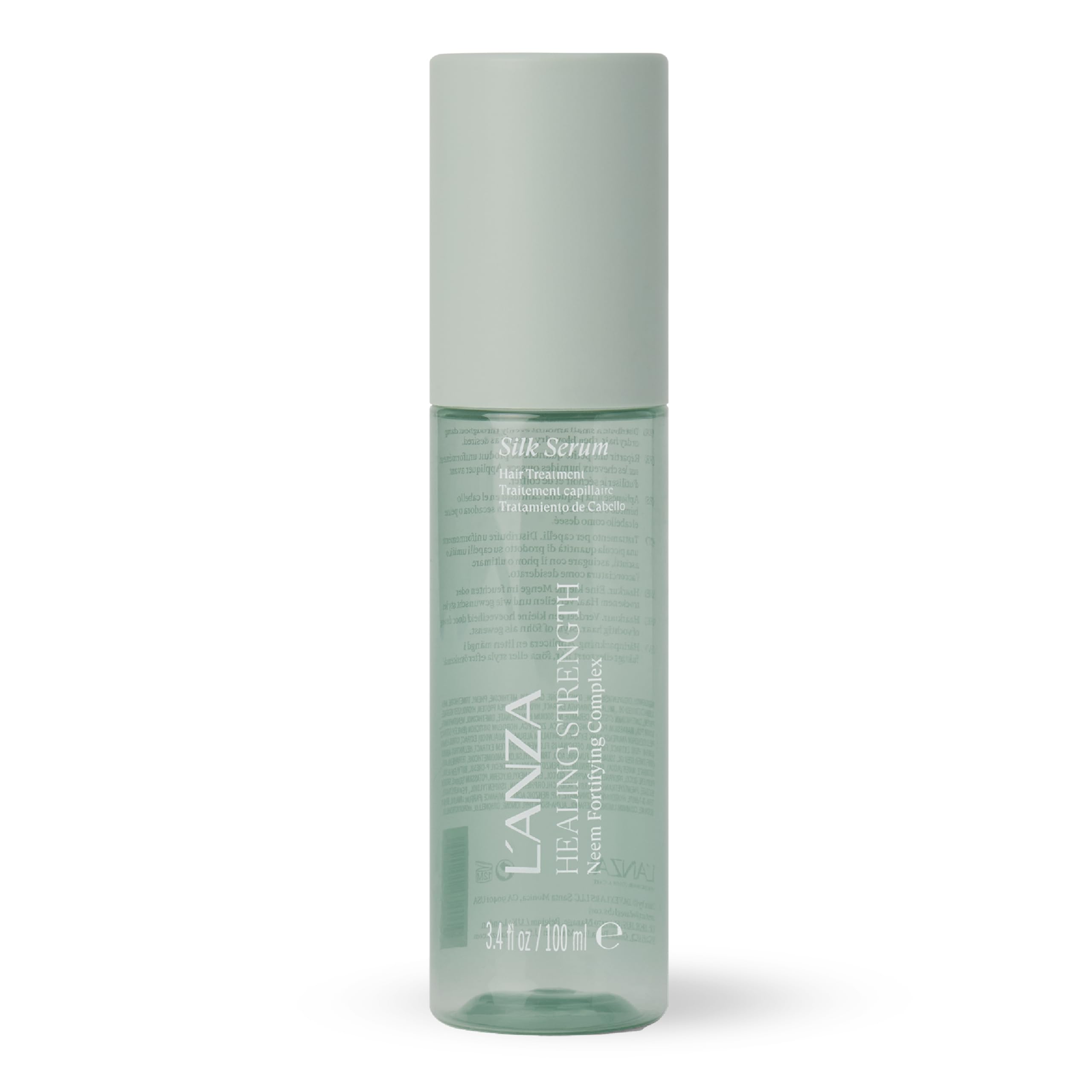 L’ANZA Healing Strength Silk Serum bottle showing lightweight strength and shine