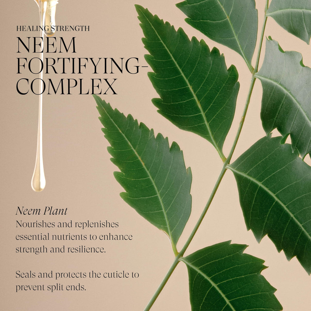 Neem-infused formula sealing split ends with silk serum