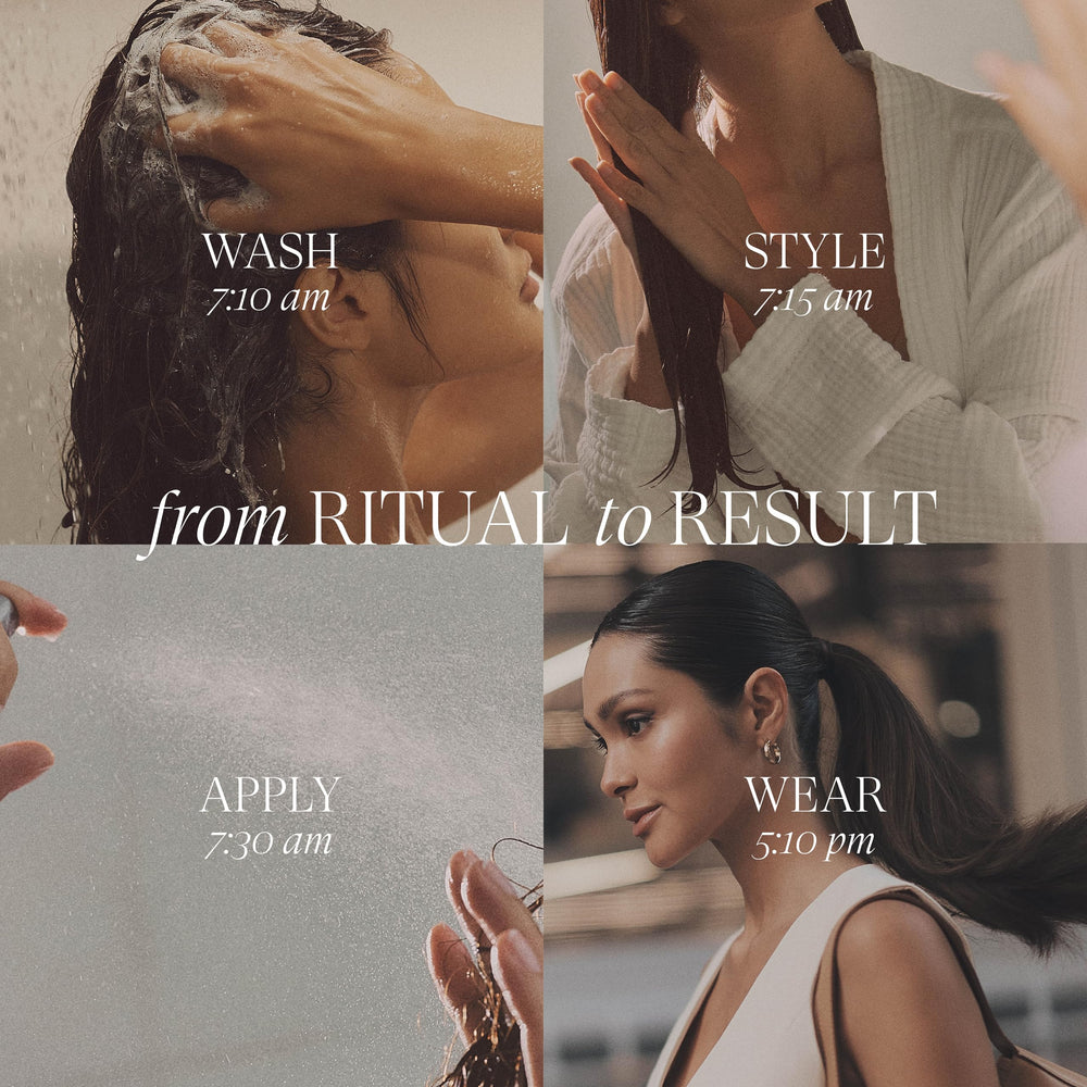 Humid day test shows hydration shield protecting hairstyles by L’ANZA Dramatic FX.