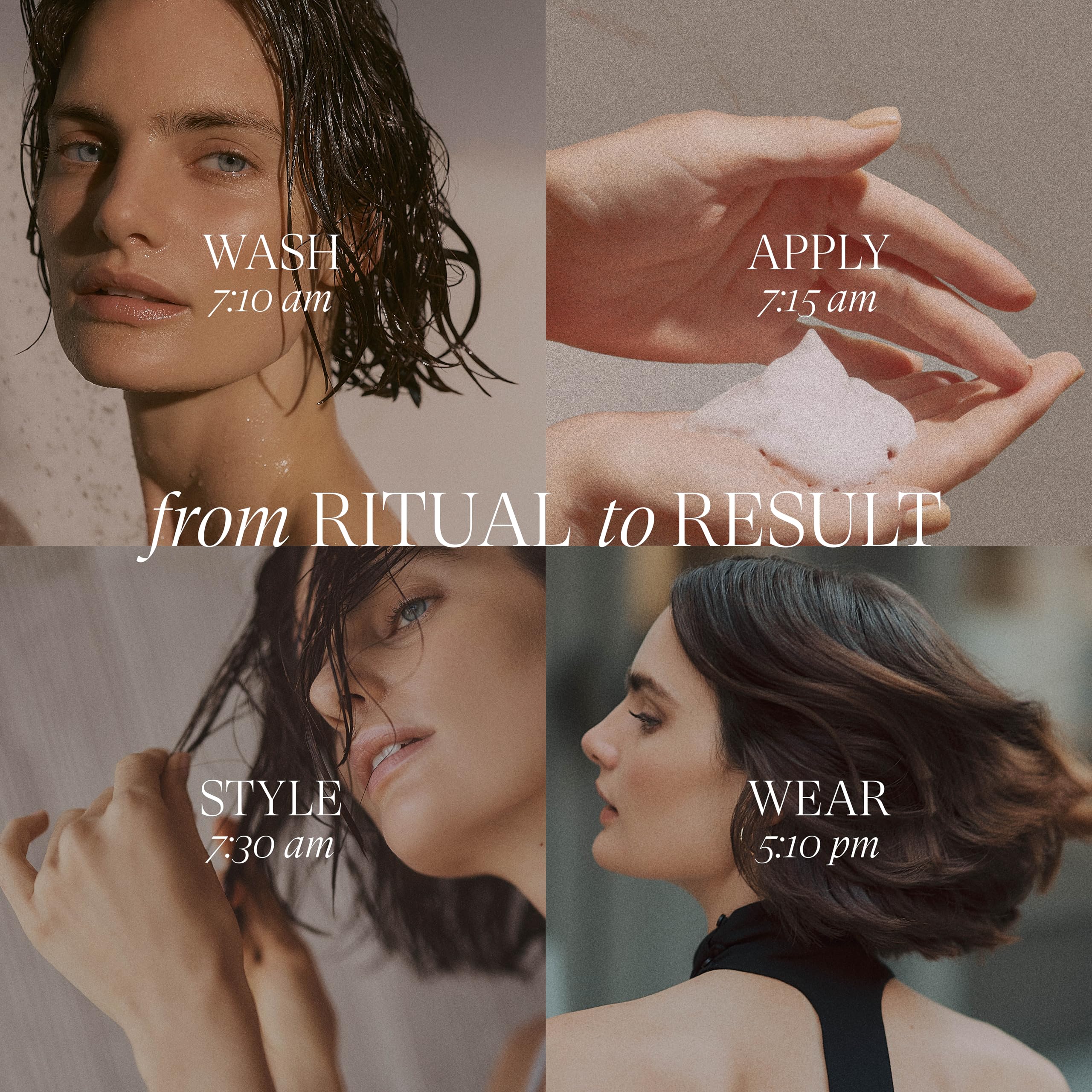 Hair shows frizz-free shine and soft movement with Root Effects.