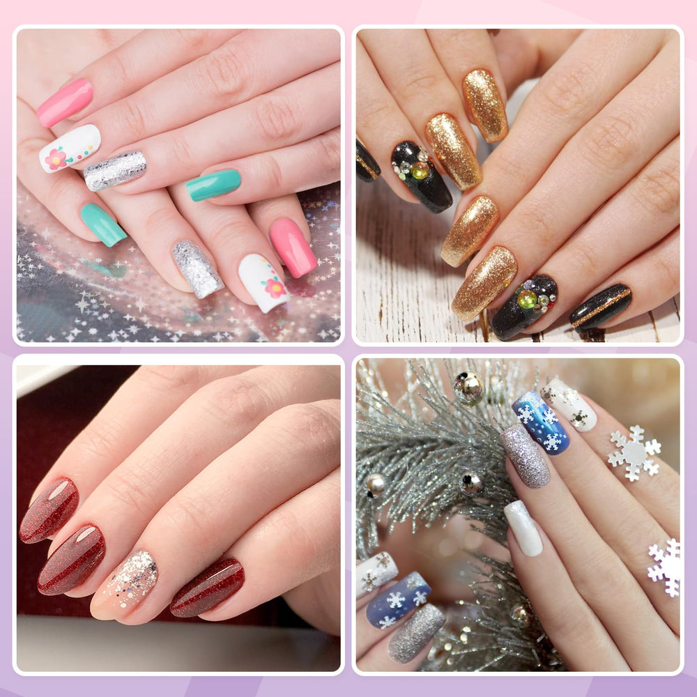 L-Bulice destellos para uñas, 12 estilos de acabado decorativos.