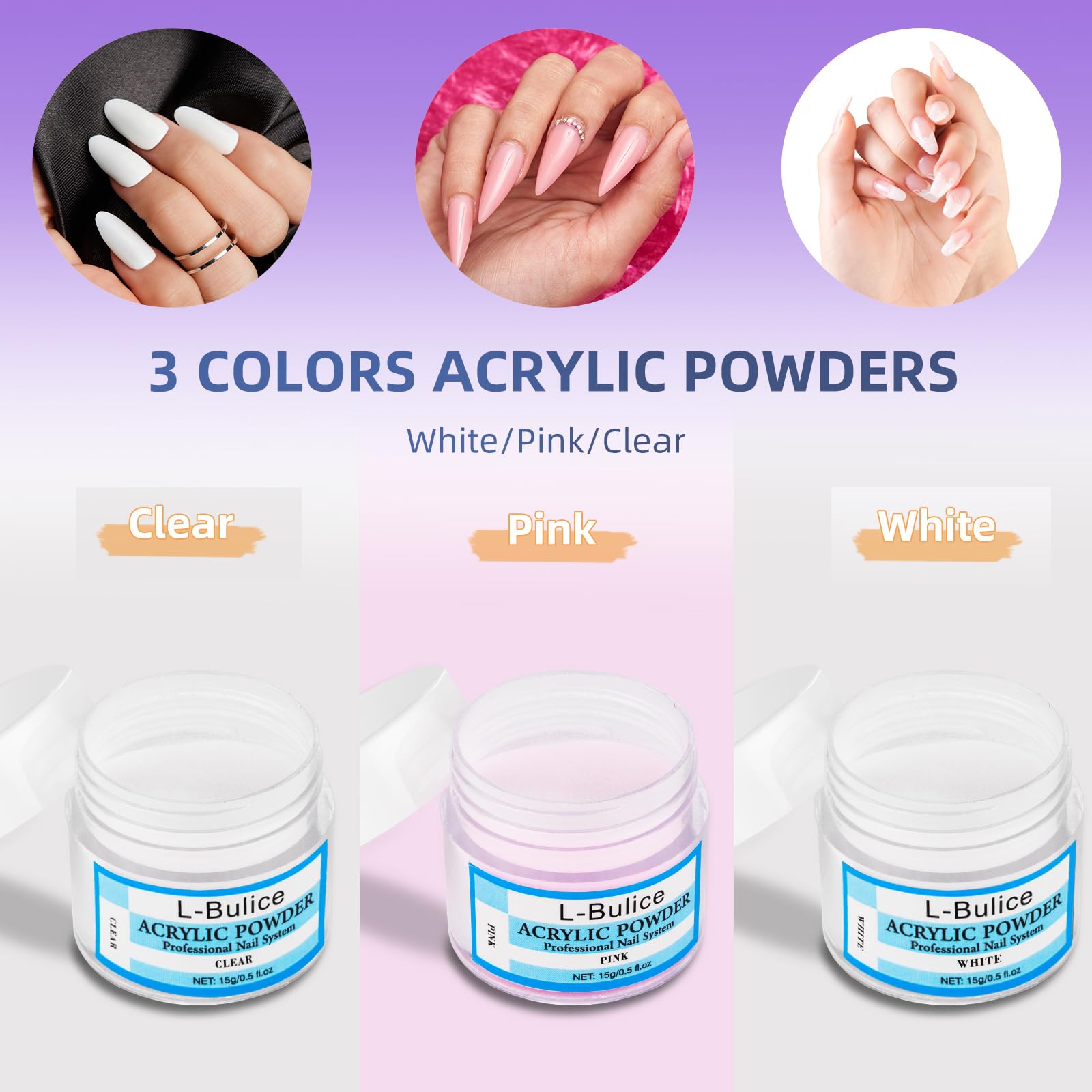 L-Bulice utensilios incluidos para uñas: corta-uñas, lima y pinceles confiables.