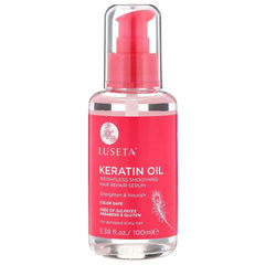 L LUSETA Aceite de Keratina, botella y vertido, para brillo sedoso.
