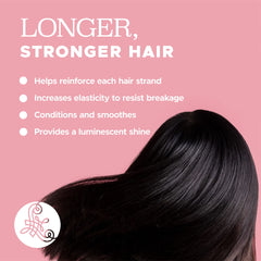 L LUSETA Aceite de Keratina aplicado en cabello húmedo para suavidad.