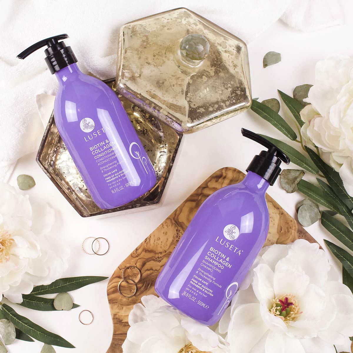 L LUSETA Dry to Moisturized Hair Before-After illustration conveys improvement.