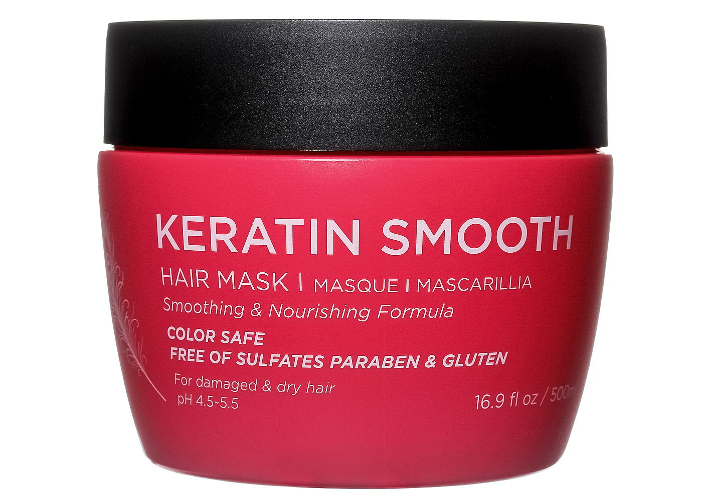 L LUSETA Mascarilla de keratina suave, envase visible para cuidado profundo del cabello.