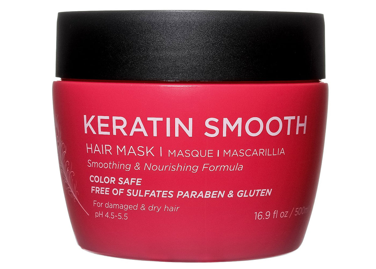 L LUSETA Mascarilla de keratina suave, envase visible para cuidado profundo del cabello.
