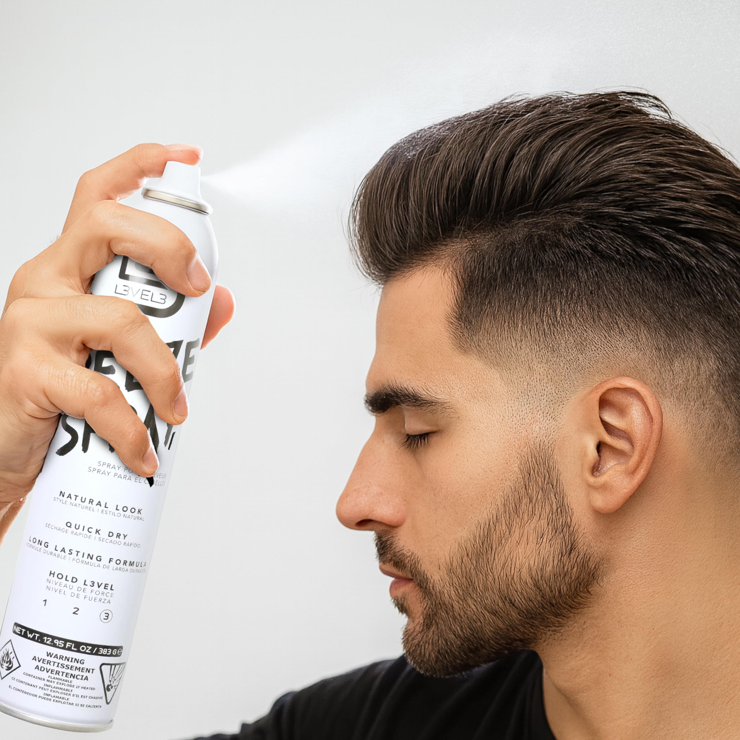 Aerosol L3 Nivel 3 con acabado suave para un look liso y sedoso.