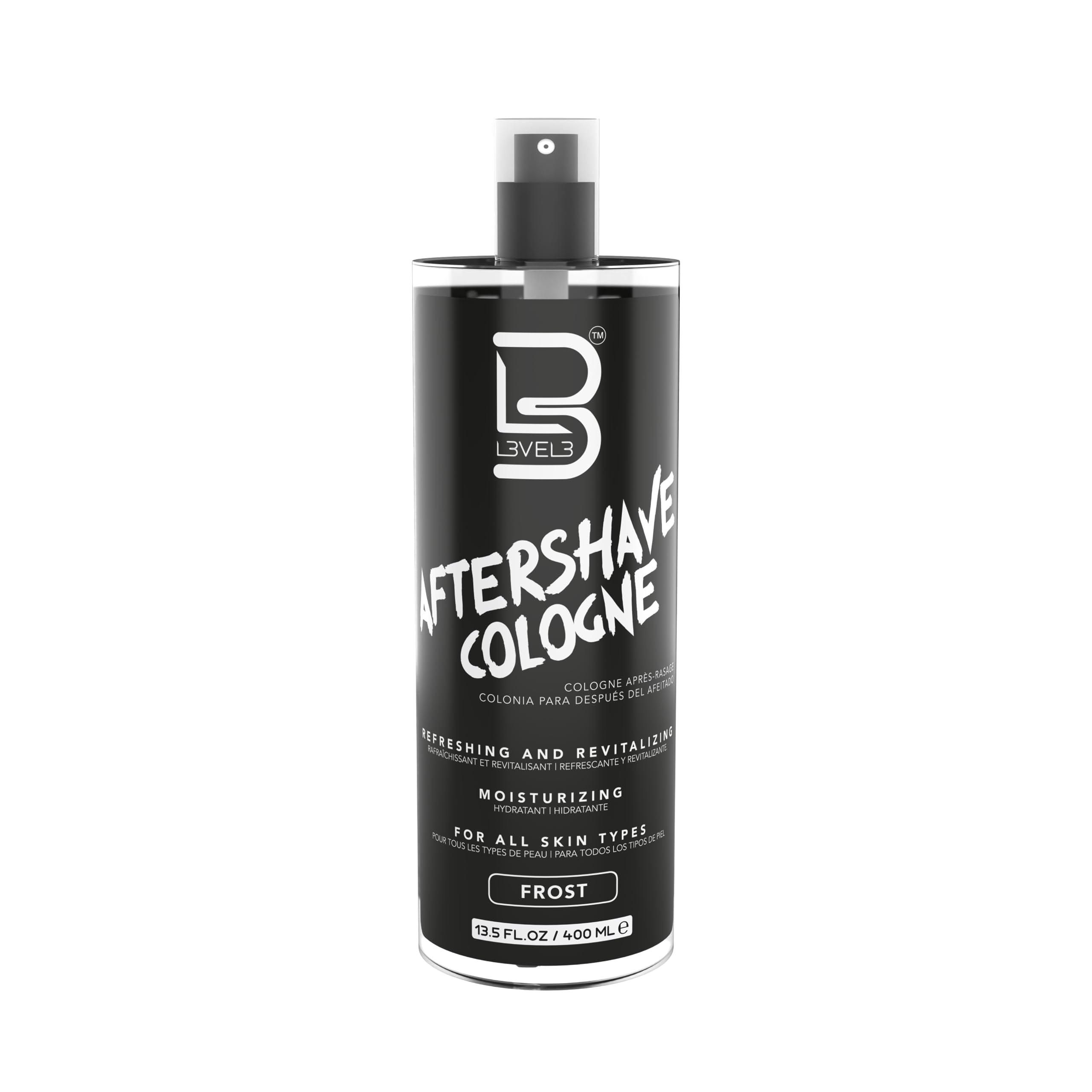 L3 Level 3 After Shave bottle pour showing hydrating finish