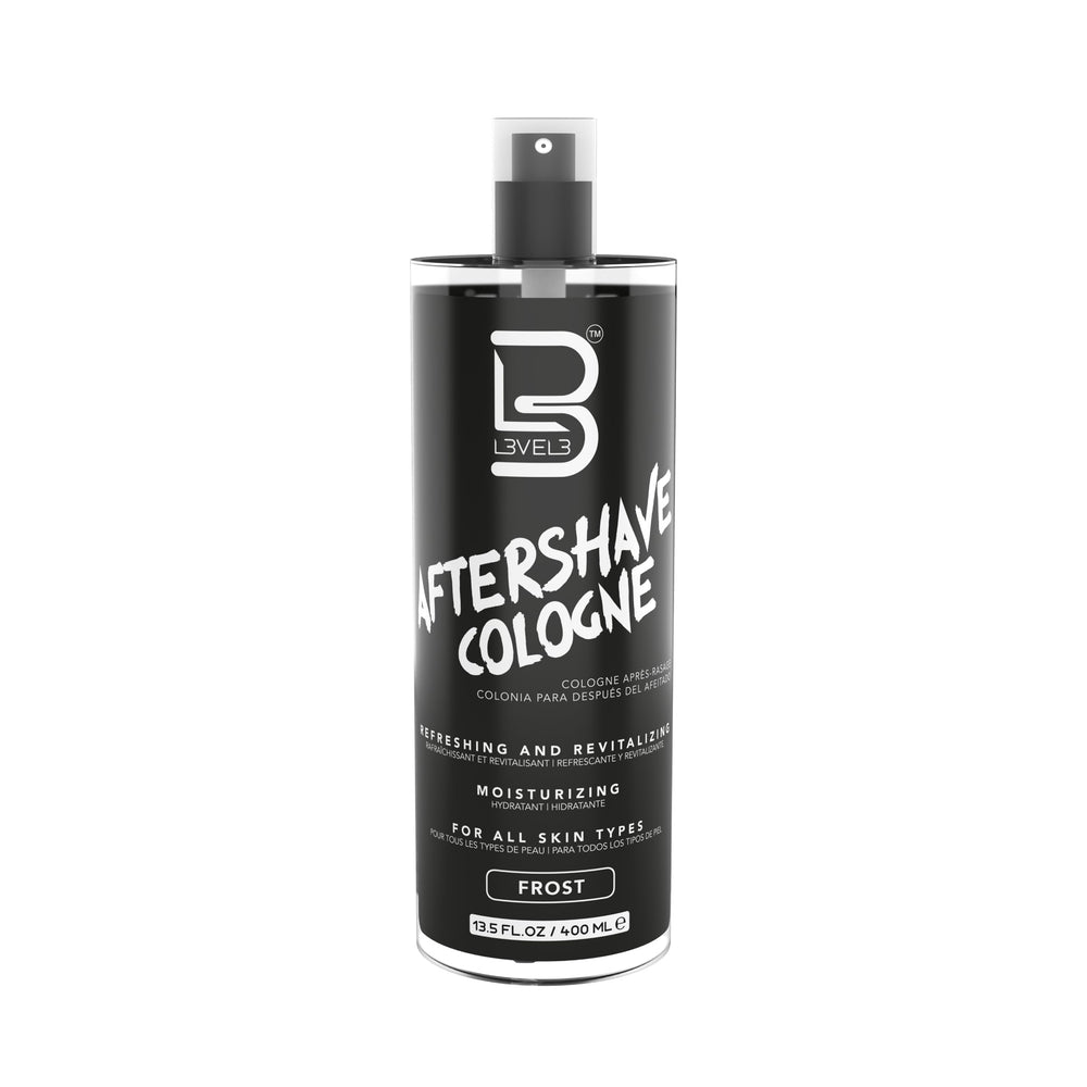 L3 Level 3 After Shave bottle pour showing hydrating finish