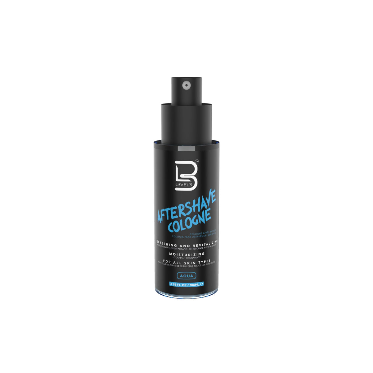 L3 Level 3 After Shave bottle pour demonstrates a clean, refreshing application.
