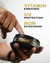 L3 Level 3 Pomade: estilo pompadour definido con volumen y control.