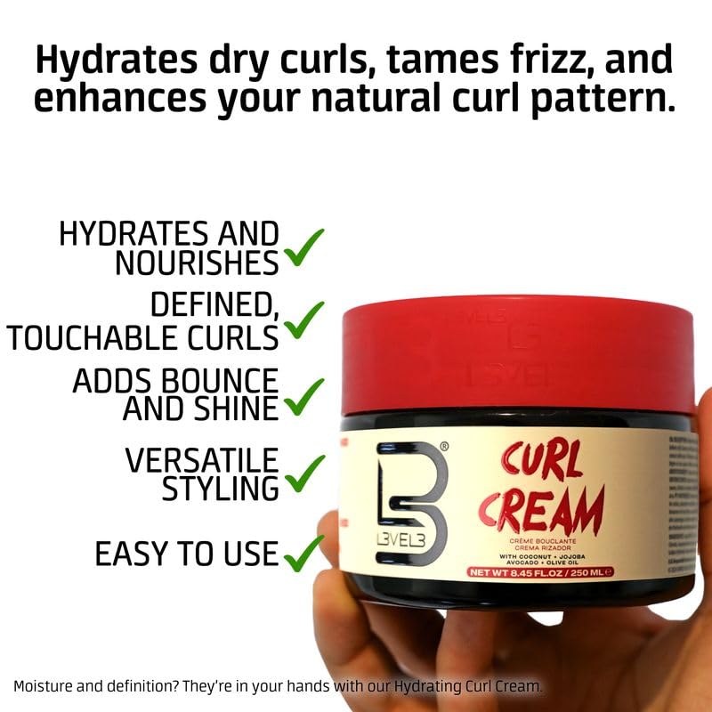 L3 Nivel 3 crema, ayuda a controlar el encrespamiento en rizos.