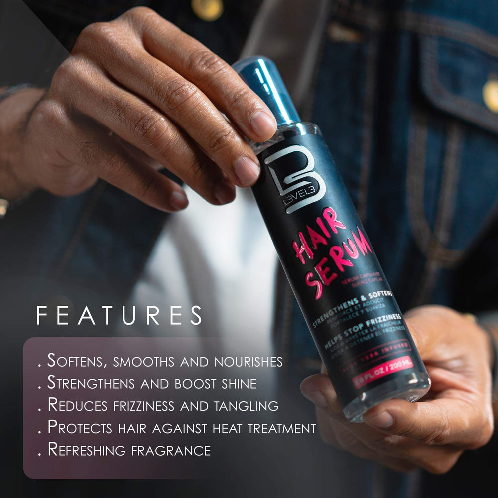 L3 Level 3 Hair Serum, textura sedosa, aporta brillo y sedosidad al cabello.